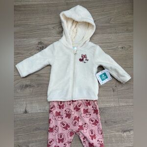 Disney Baby Minnie 2PC Set 0-3M NWT Fleece Hoodie Outfit 🐭💕